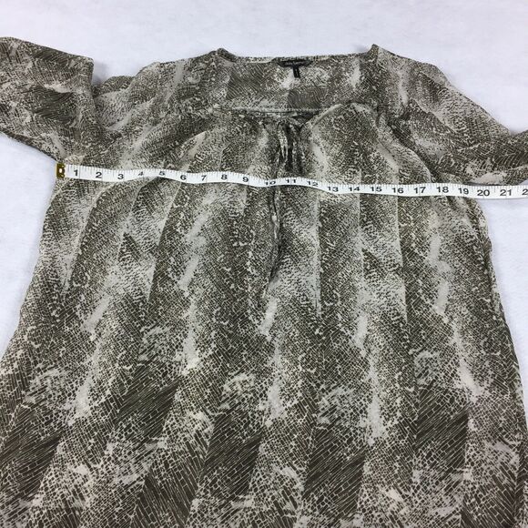 Daisy Fuentes Peasant Blouse Size Small Womens Beige Cream Sheer Print Top S - Picture 5 of 7